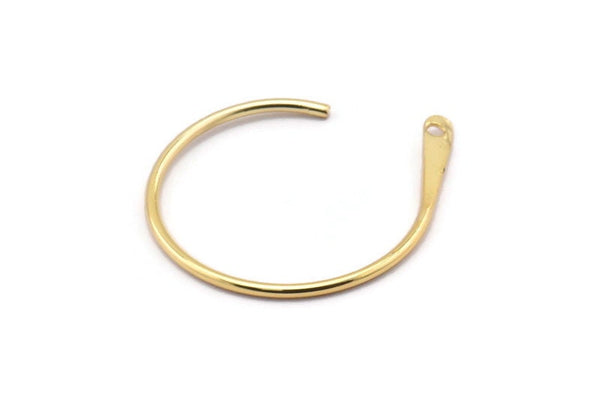 Gold Earring Wires, 4 Gold Plated Brass Earring Wires With 1 Hole (30x25x1.2mm) E298