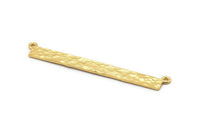 Gold Rectangle Pendant, 2 Gold Plated Brass Hammered Rectangle Pendants with 2 Loops, Necklace Findings (53x5x0.80mm) BS 2308