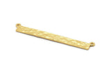 Gold Rectangle Pendant, 2 Gold Plated Brass Hammered Rectangle Pendants with 2 Loops, Necklace Findings (53x5x0.80mm) BS 2308