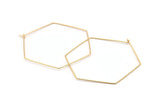 Gold Hexagon Earring, 6 Gold Plated Brass Wire Hexagon Earring Charms, Pendants, Findings (51x0.7mm) E301