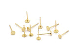 Gold Round Earring, 10 Gold Plated Brass Round Earring Studs (4x0.80mm) A1531