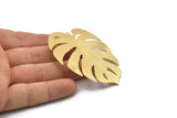 Gold Monstera Charm, 1 Gold Plated Brass Monstera Leaf Charm With 1 Loop, Finding (61x54x0.30mm) D1673