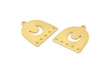 Gold Moon Charm, 6 Gold Plated Brass D Shape Charms With 1 Loop And 5 Holes (18x17x0.50mm) M295 H1673