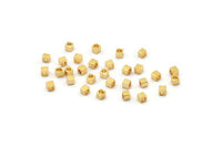 Geometric Spacer Bead, 50 Gold Plated Brass Square Cube Spacer Beads (2.5mm) Bs 1145