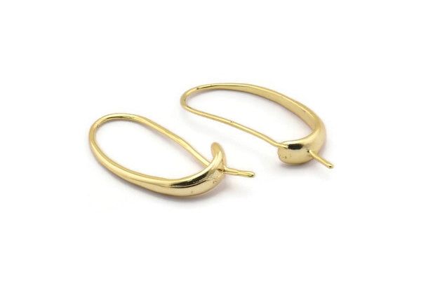 Gold Ear Hooks, 4 Gold Plated Brass Earring Wires, Earring Hooks (29x14mm) BS 1820