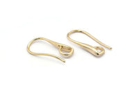 Gold Ear Hooks, 6 Gold Plated Brass Earring Wires, Earring Hooks (20x9mm) BS 1716