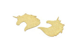 Gold Horse Charm, 4 Gold Plated Brass Unicorn Charms With 1 Loop, Earrings, Pendants (32x27mm) D0630