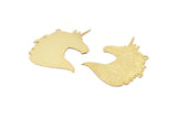 Gold Horse Charm, 4 Gold Plated Brass Unicorn Charms With 1 Loop, Earrings, Pendants (32x27mm) D0630