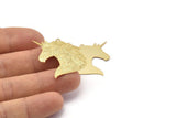 Gold Horse Charm, 4 Gold Plated Brass Unicorn Charms With 1 Loop, Earrings, Pendants (32x27mm) D0630