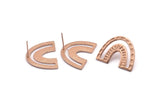 Earring Studs, 2 Rose Gold Plated Brass - U Shape Earrings - Rose Gold Earrings - Earrings (20x25x1mm) N1464