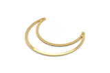 Gold Moon Charm, 2 Gold Plated Brass Crescent Moon Charms With 2 Holes (50x15x0.90mm) M846