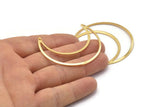 Gold Moon Charm, 2 Gold Plated Brass Crescent Moon Charms With 2 Holes (50x15x0.90mm) M846