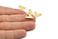 Gold V Shape, 10 Gold Plated Brass V Shaped Charms With 2 Holes (15x13x1mm) M01241