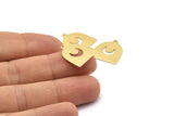 Gold Moon Charm, 8 Gold Plated Brass D Shape Charms With 1 Loop (18x17x0.50mm) M1069