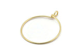 Gold Round Charm, 2 Gold Plated Brass Wire Round Charms With 1 Loop, Earrings, Pendants, Findings (62x50x1.5mm) D1298