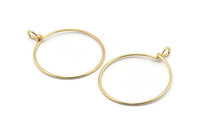 Gold Round Charm, 2 Gold Plated Brass Wire Round Charms With 1 Loop, Earrings, Pendants, Findings (62x50x1.5mm) D1298