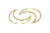 Gold Moon Charm, 2 Gold Plated Brass Crescent Moon Charms, Connectors (50x15x1mm) D0598 Q0995
