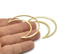 Gold Moon Charm, 2 Gold Plated Brass Crescent Moon Charms, Connectors (50x15x1mm) D0598 Q0995