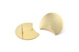 Gold Moon Earring, 2 Gold Plated Brass Moon Stud Earrings With 1 Hole (28x21x0.80mm) M050 A1513 Q1035