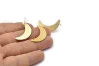 Altın Ay Küpe, 2 Altın Kaplama Pirinç Hilal Ay Küpe (28x8x0,65 mm) D949 A1220 Q1018