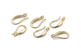 Gold Ear Hooks, 8 Gold Plated Brass Earring Wires, Earring Hooks (14x8mm) BS 1836