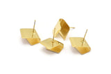 Gold Crimp Earring, 4 Gold Plated Brass Stud Earrings (12x15mm) D1341 A1376