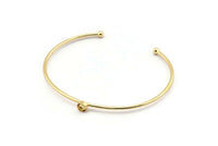 Gold Round Cuff, Gold Plated Brass Bracelet Stone Setting With 1 Pad -  Pad Size 5mm D1652