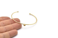 Gold Round Cuff, Gold Plated Brass Bracelet Stone Setting With 1 Pad -  Pad Size 5mm D1652