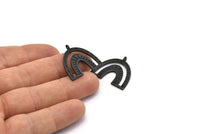 Black Charm, 2 Oxidized Black Brass Pendants, U Shape Charms With 1 Loop (25x23x1.2mm) N1461 H1336