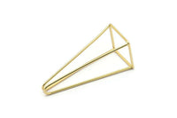 Altın Prizma Küpe, 2 Altın Kaplama Pirinç Üçgen Prizma Küpe, Tılsımlar, 1 Halkalı Bulgular (50x20x1,2 mm) D1618