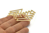 Gold Triangle Blank, 2 Gold Plated Brass Tree Blanks (47x33x1mm) M01236