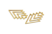 Gold Triangle Charm, 2 Gold Plated Brass Tree Charms With 1 Loop (49x33x1mm) M01234 Q0449