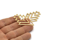 Gold Triangle Charm, 2 Gold Plated Brass Tree Charms With 1 Loop (49x33x1mm) M01234 Q0449