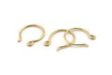 Gold Earring Wires, 10 Gold Plated Brass Earring Wires With 1 Loop (24x22x1.2mm) BS 2138
