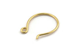 Gold Earring Wires, 10 Gold Plated Brass Earring Wires With 1 Loop (24x22x1.2mm) BS 2138