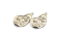 Silver Drop Charm, 6 Antique Silver Plated Brass Wavy Drop Charms With 1 Loop (33x21x0.40mm) D0560