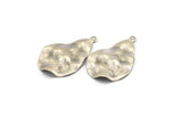 Silver Drop Charm, 6 Antique Silver Plated Brass Wavy Drop Charms With 1 Loop (33x21x0.40mm) D0560