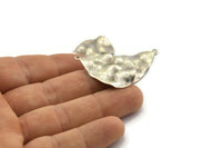 Silver Drop Charm, 6 Antique Silver Plated Brass Wavy Drop Charms With 1 Loop (33x21x0.40mm) D0560