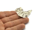 Silver Drop Charm, 6 Antique Silver Plated Brass Wavy Drop Charms With 1 Loop (33x21x0.40mm) D0560