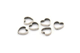 Silver Heart Charm, 24 Antique Silver Plated Brass Heart Connectors With 2 Holes (10x10x2x0.4mm) BS 1848 H1340