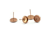 Rose Gold Earring Post, 12 Iron Earring Posts With Rose Gold Plated Brass 8mm Pad, Ear Studs BS 1269