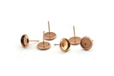 Rose Gold Earring Post, 12 Iron Earring Posts With Rose Gold Plated Brass 8mm Pad, Ear Studs BS 1269