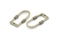 D Shape Charm, 2 Hammered Antique Silver Plated D Shape Charms With 1 Hole (29x15x1.3mm) BS 1874