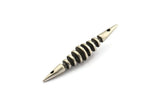 Silver Spike Charm, Antique Silver Plated Brass Spike Tribal Pendants With 2 Holes (48x8mm) BS 1870