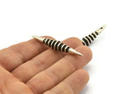 Silver Spike Charm, Antique Silver Plated Brass Spike Tribal Pendants With 2 Holes (48x8mm) BS 1870