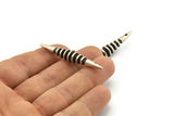 Silver Spike Charm, Antique Silver Plated Brass Spike Tribal Pendants With 2 Holes (48x8mm) BS 1870