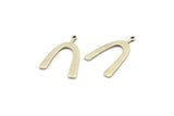 Silver U Charm, 2 Antique Silver Plated Brass U Shaped Charms With 1 Loop (34x22x1mm) D1182