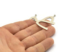 Silver U Charm, 2 Antique Silver Plated Brass U Shaped Charms With 1 Loop (34x22x1mm) D1182