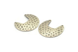 Silver Moon Charm, 4 Textured Antique Silver Plated Brass Moon Charms With 2 Holes (33x30x0.60mm) D0767