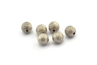 Silver Ball Bead, 24 Antique Silver Plated Brass Spacer Beads, Findings (8mm) D1239 H1370